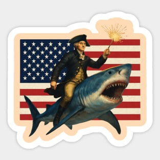 George Washington Riding A Shark 4th of July Sticker